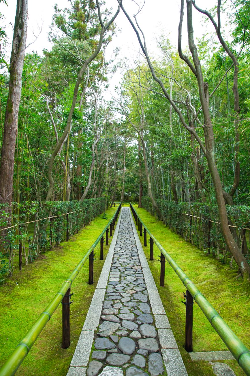 Bamboo and stone architecture in Kyoto temple